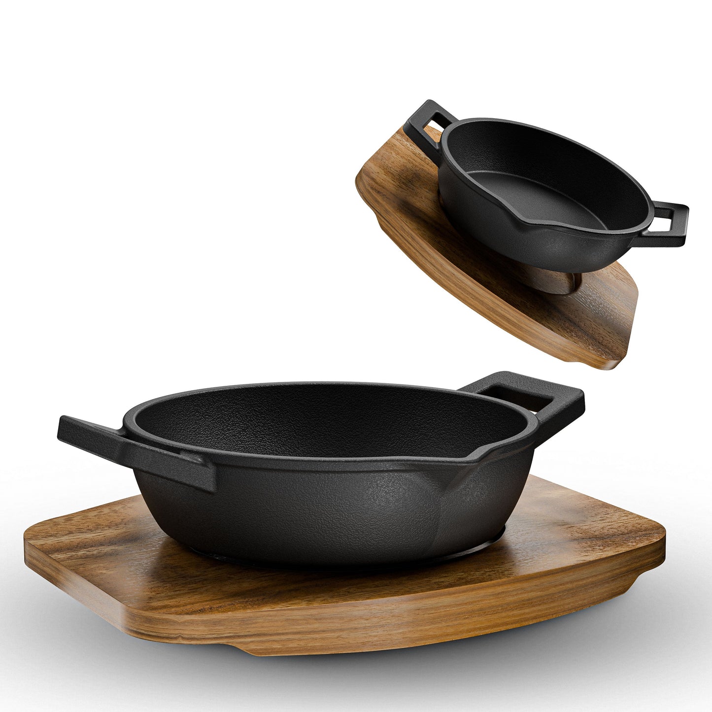 GUSSKÖNIG Gusseisen Grillpfännchen für Grill - 2x kleine Pfanne