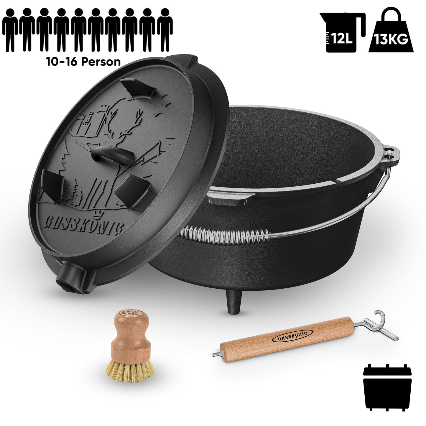 Dutch Oven mit 2in1Deckelheber [5L, 7L, 9L, 12L]