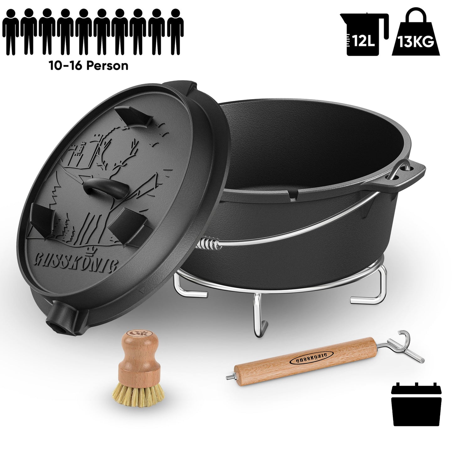 Dutch Oven mit 2in1Deckelheber [5L, 7L, 9L, 12L]