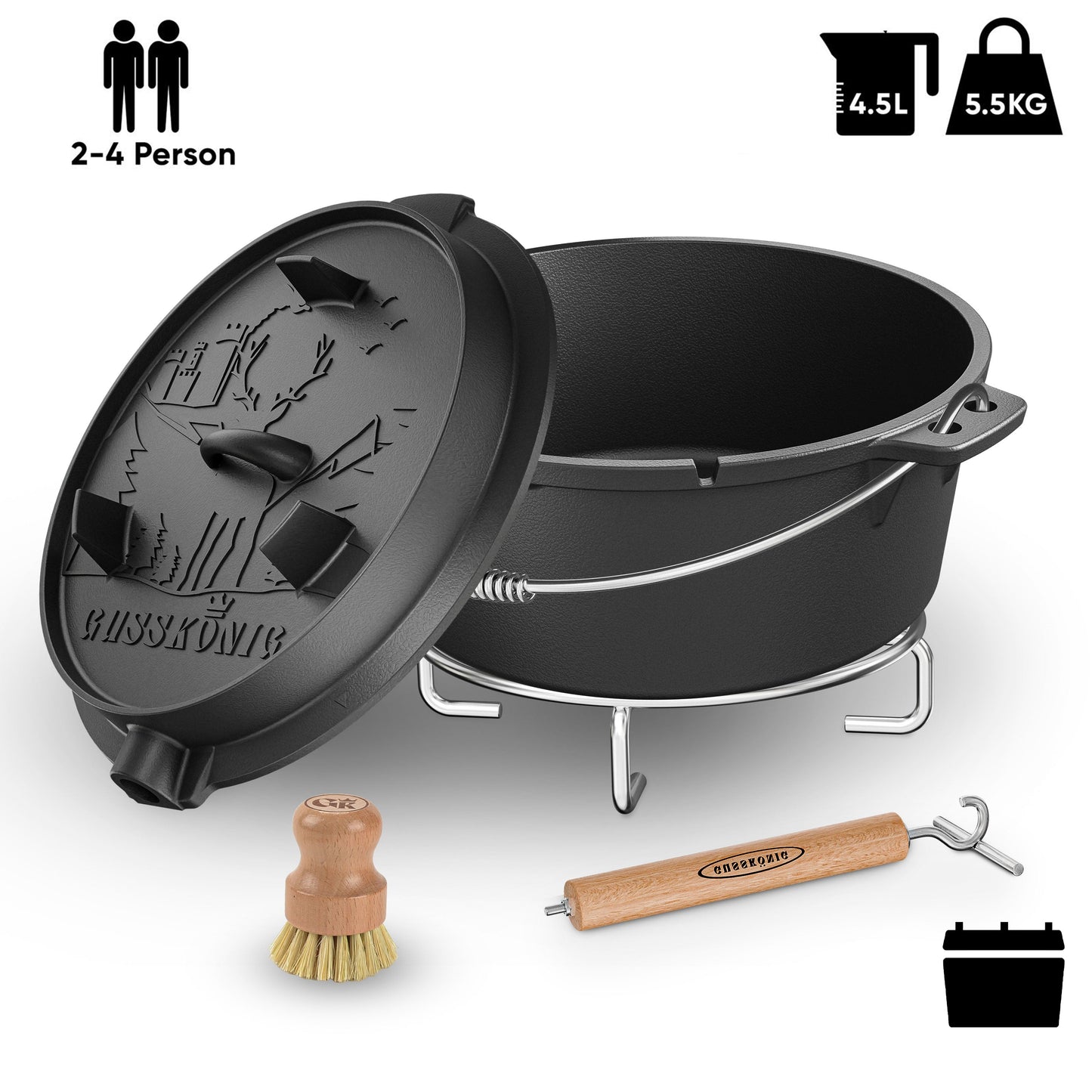 Dutch Oven mit 2in1Deckelheber [5L, 7L, 9L, 12L]