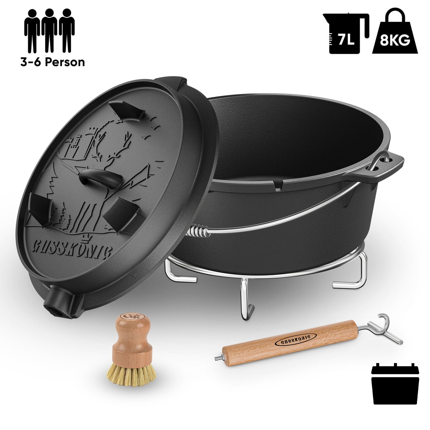 Dutch Oven mit 2in1Deckelheber [5L, 7L, 9L, 12L]