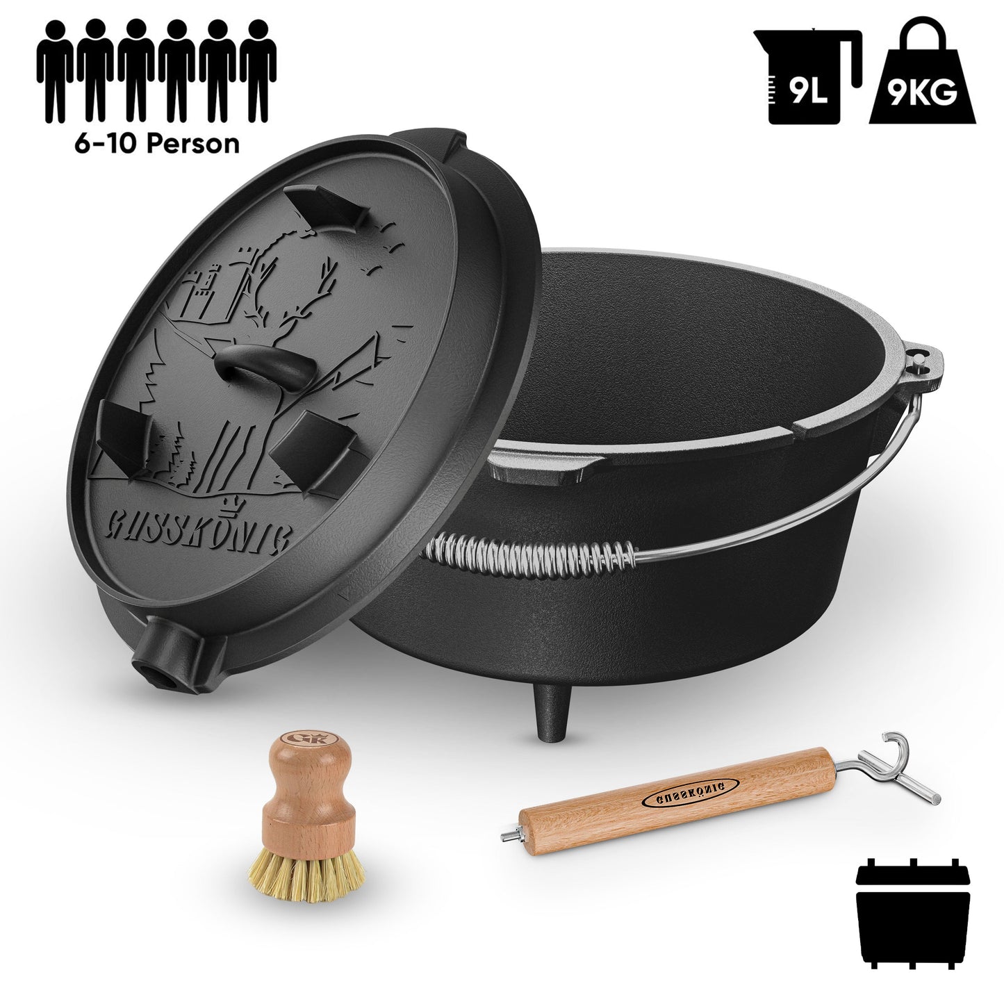 Dutch Oven mit 2in1Deckelheber [5L, 7L, 9L, 12L]