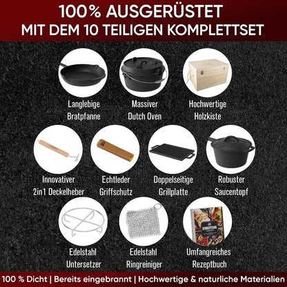 Gusseisen Topf-Set – Ideal zum Braten, Grillen & Schmoren