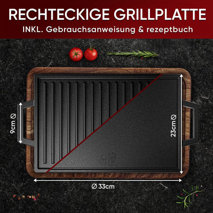 Rechteckige Gusseisen Grillplatte  (33 cm)
