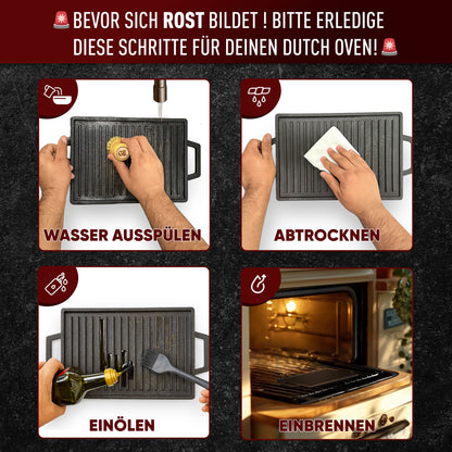 Rechteckige Gusseisen Grillplatte  (33 cm)