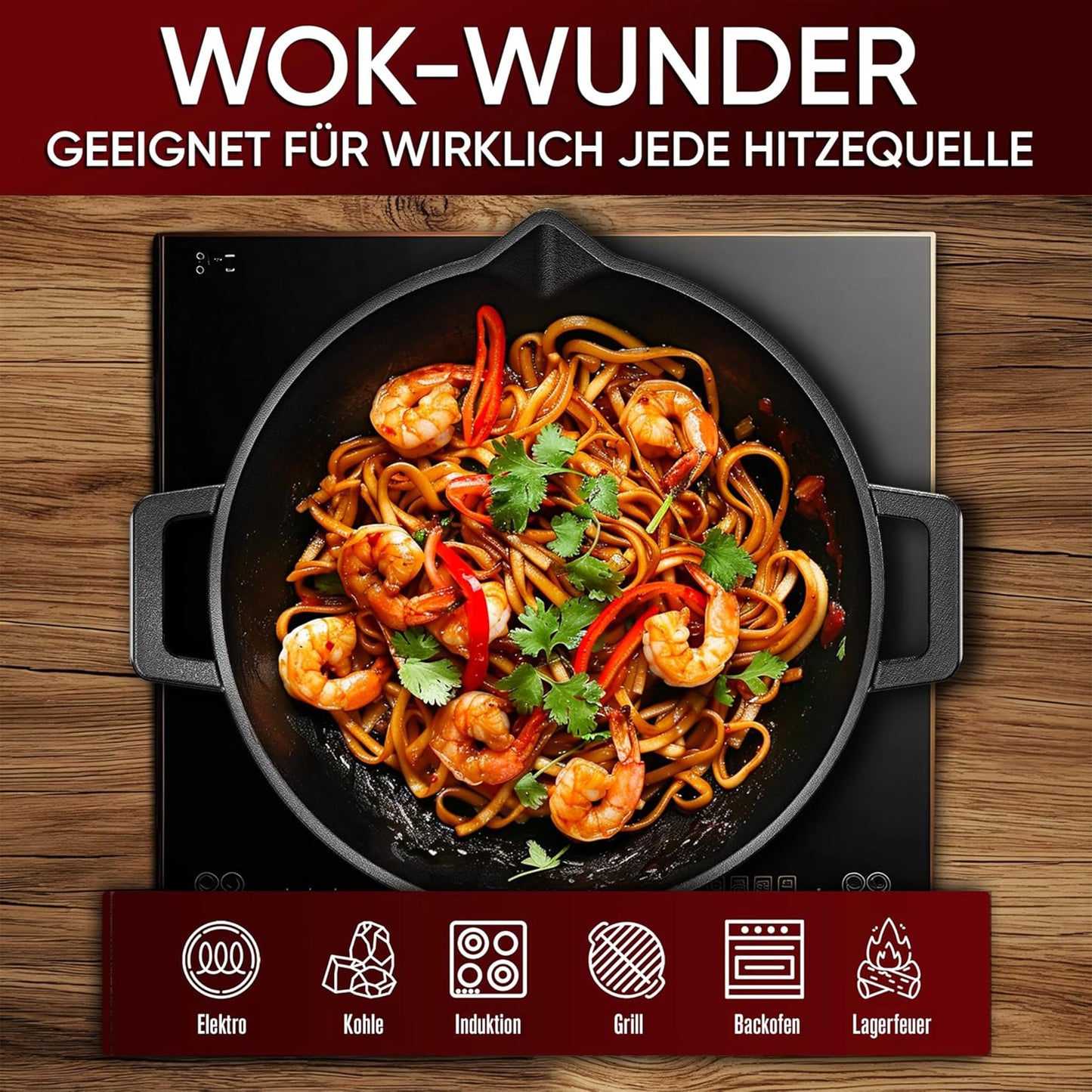 Gusskönig Gusseisen Wok Pfanne 36 cm