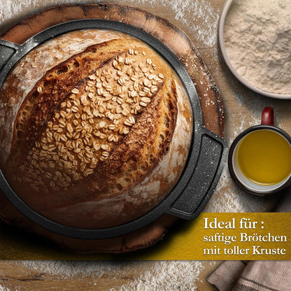 GUSSKÖNIG Mini Gusseisen Brotbackform Set – [6x, 4x] 300ml Brotbacktopf mit Deckel