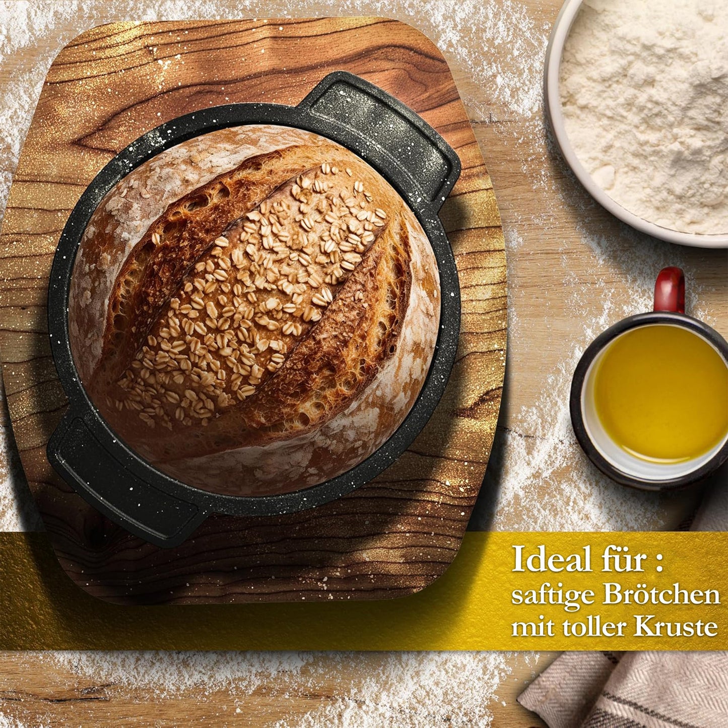 GUSSKÖNIG Mini Gusseisen Brotbackform Set – [6x, 4x] 300ml Brotbacktopf mit Deckel