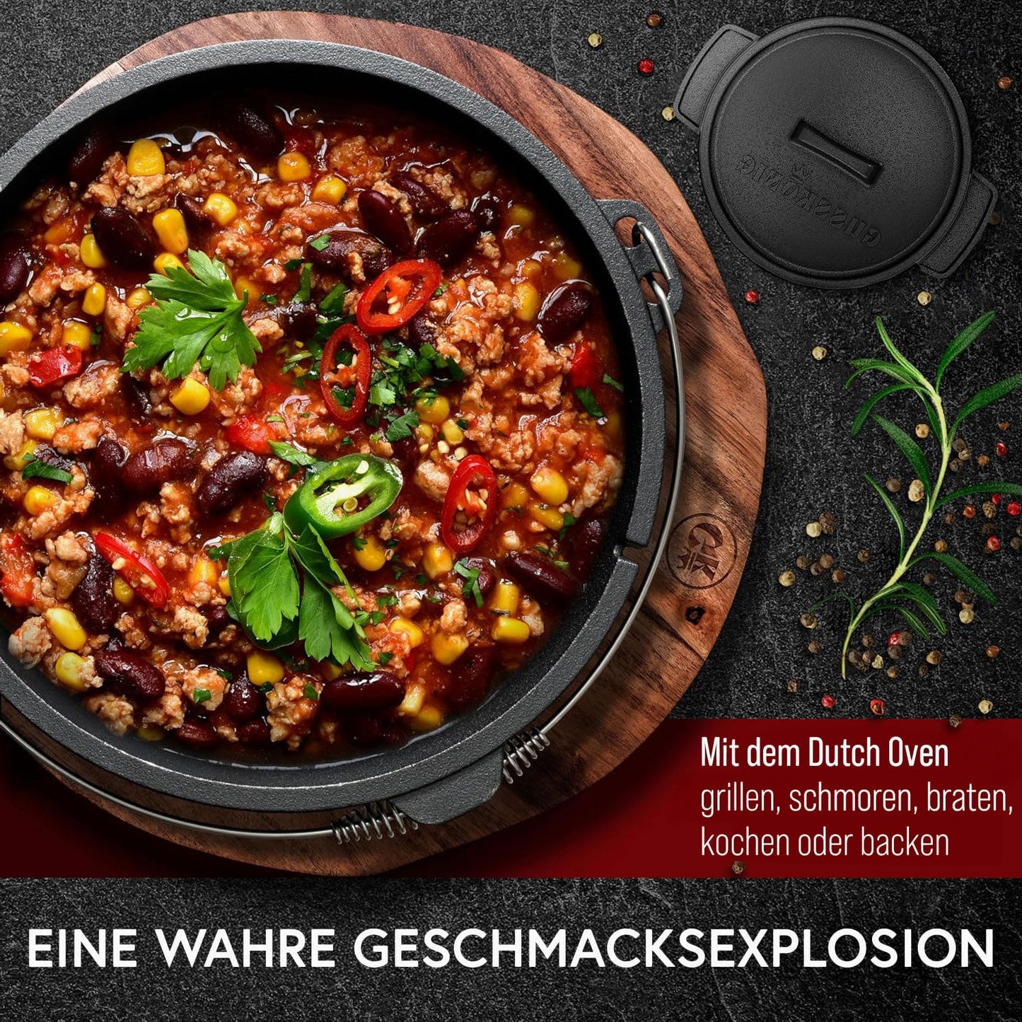 Gusseisen Topf-Set – Ideal zum Braten, Grillen & Schmoren