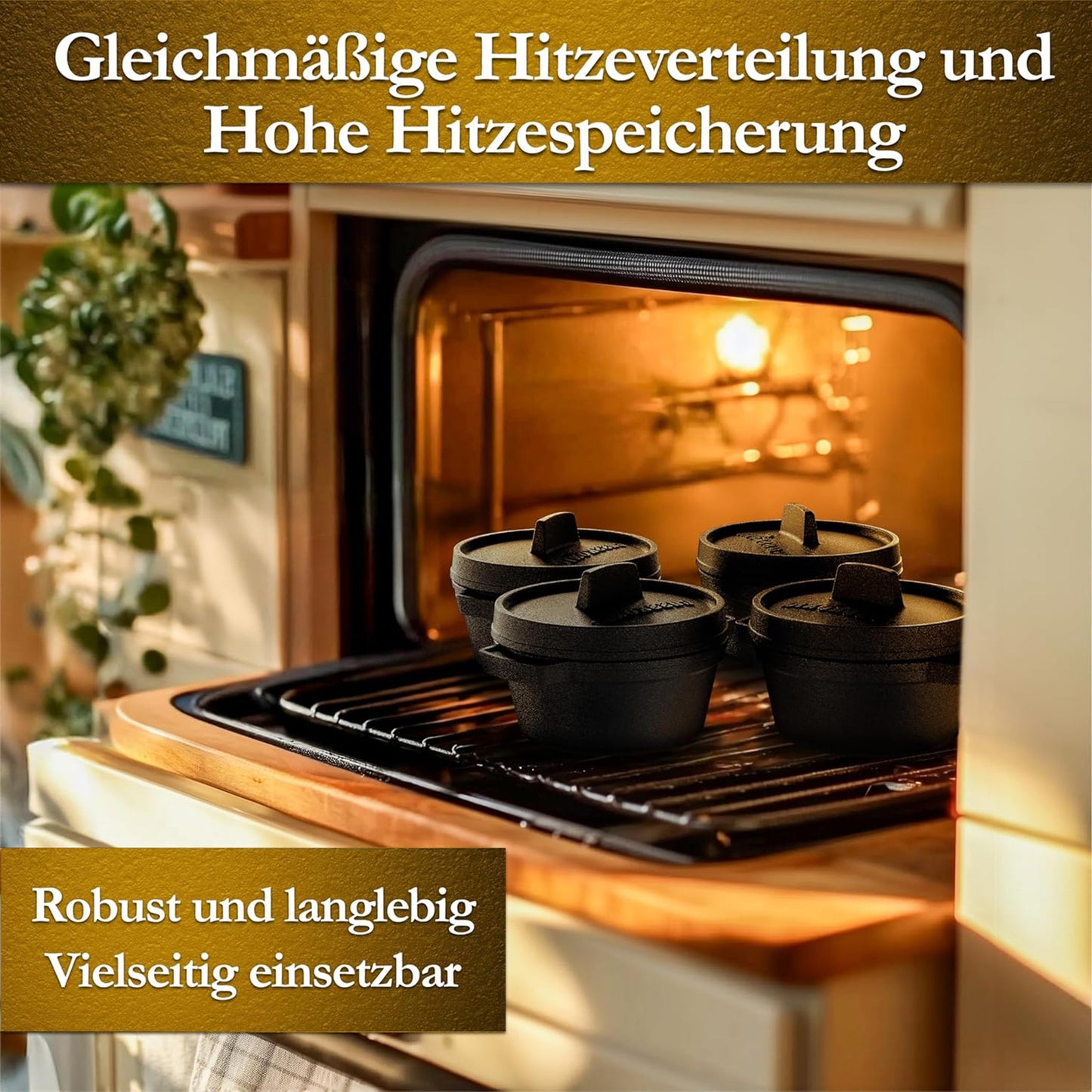 GUSSKÖNIG Mini Gusseisen Brotbackform Set – [6x, 4x] 300ml Brotbacktopf mit Deckel
